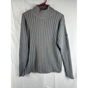 Y2K Aéropostale Ribbed Mock Neck Sweater Gray Size Large Cotton/Ramie